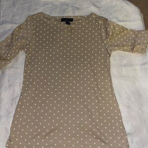 Karen Scott Beige Polka Dot Short Sleeve Top
